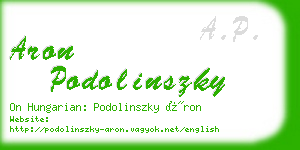 aron podolinszky business card